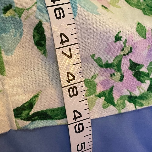 Old Navy floral midi dress linen size Large straps flower print white blue green - Picture 11 of 14